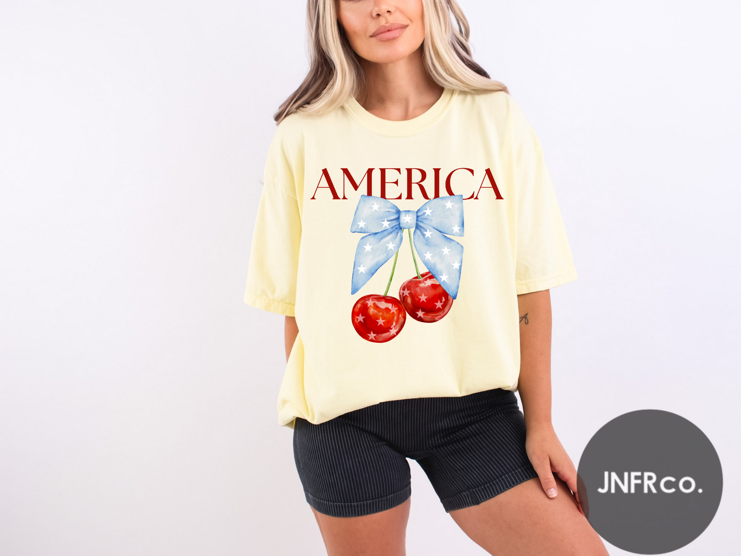 American Cherries Blue Bow T-Shirt