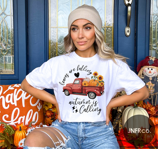 Autumn is Calling Red Truck T-Shirt