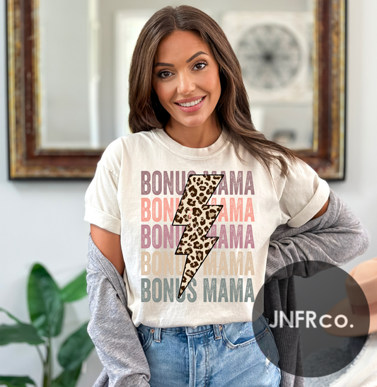 Bonus Mama Cheetah Bolt Comfort Colors T-Shirt