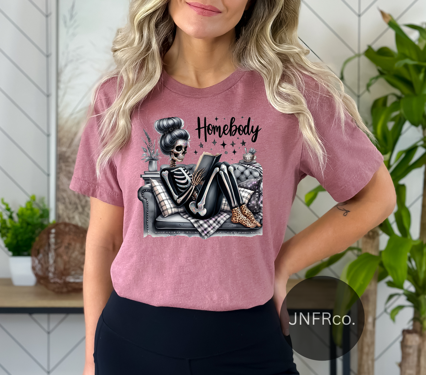 Homebody Messy Bun Skeleton Girl T-Shirt