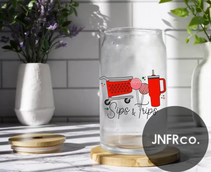 Sips and Trips 16oz. Glass Can