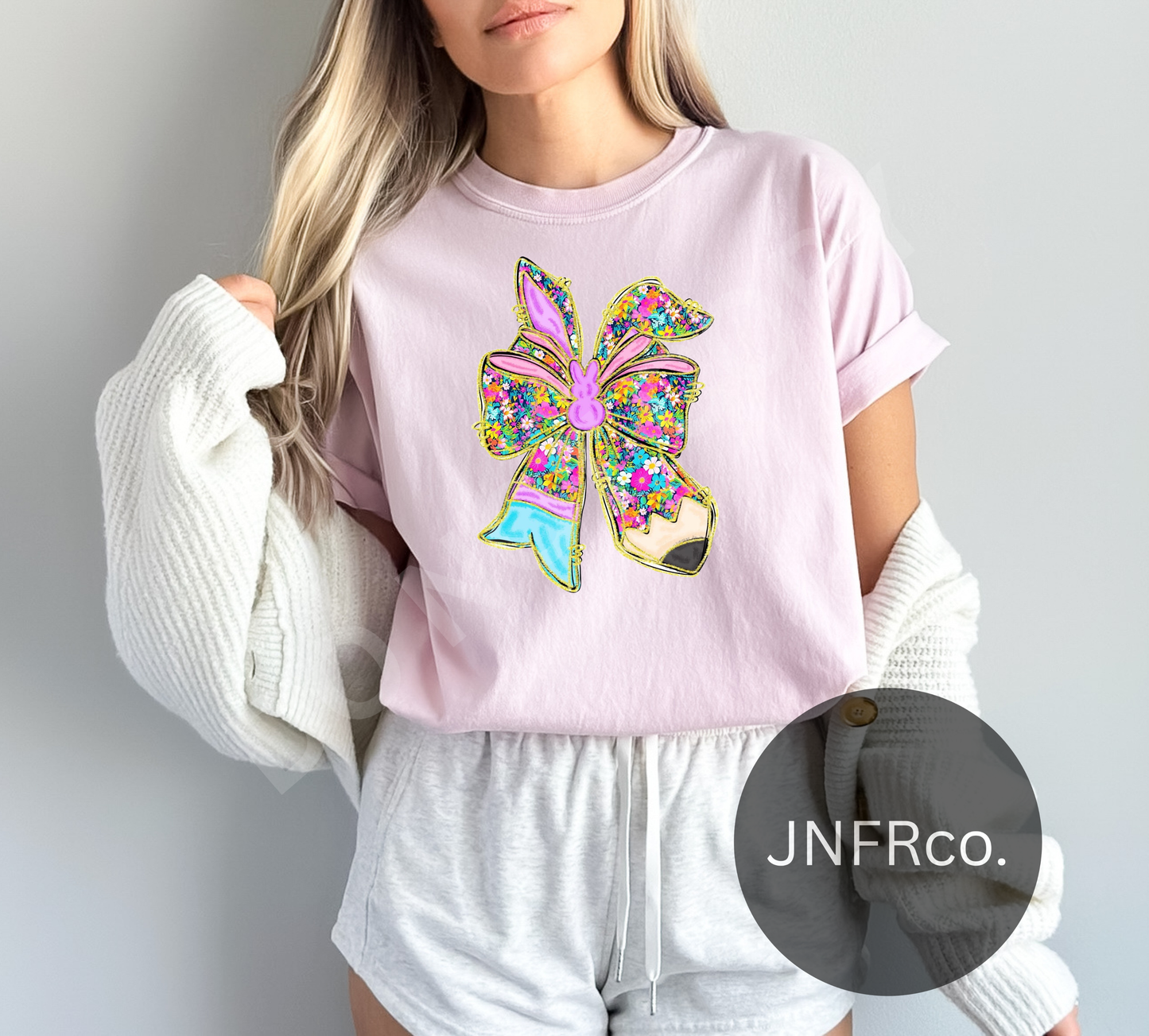 Bright Floral Teacher Easter Bow - DTF Transfer