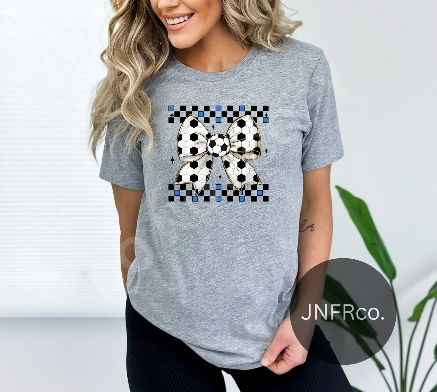 Soccer Checkered Bow - DTF Transfer