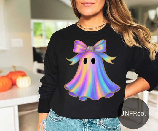 Iridescent Sparkle Ghost Crewneck Sweatshirt