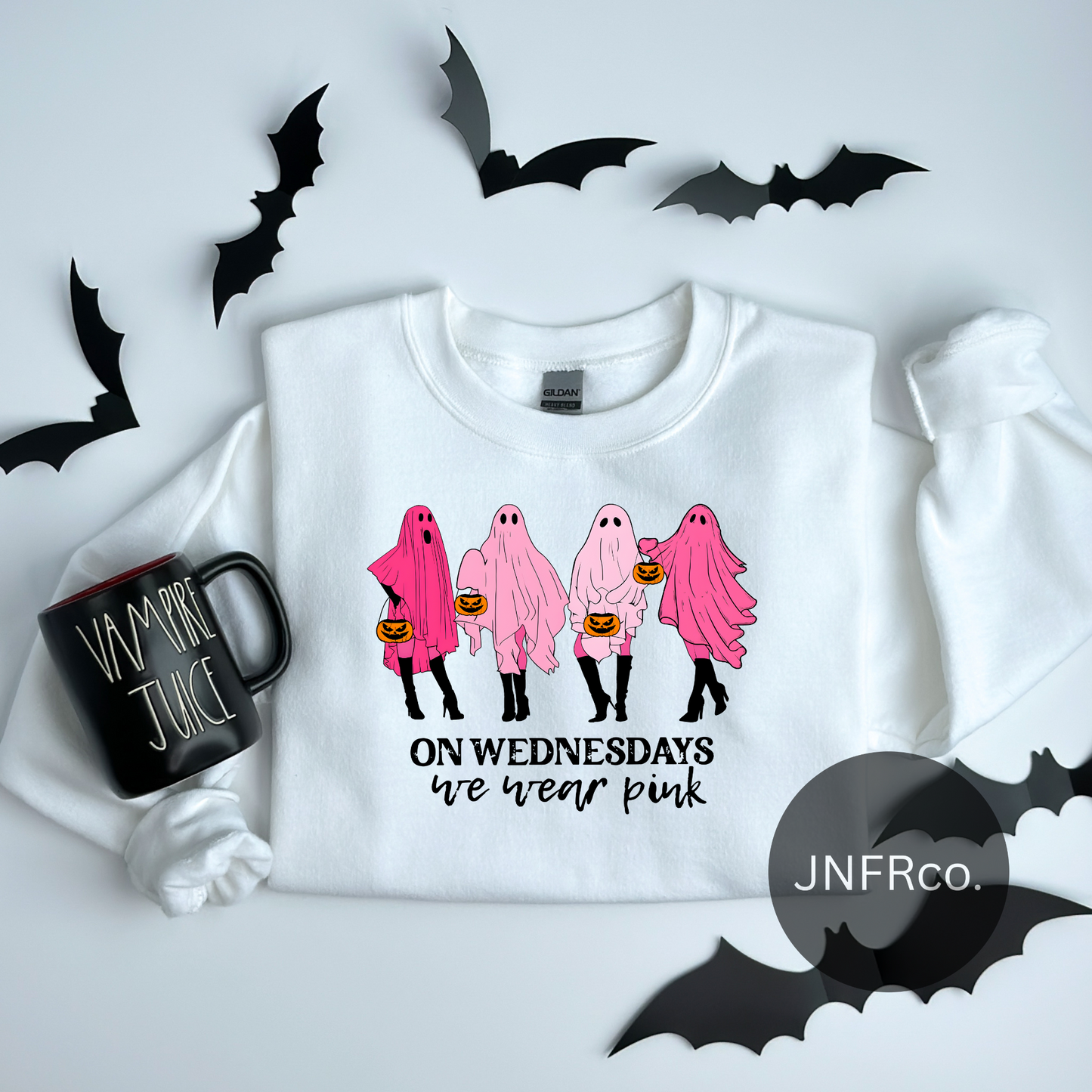 On Wednesdays We Wear Pink Ghost Crewneck Sweatshirt