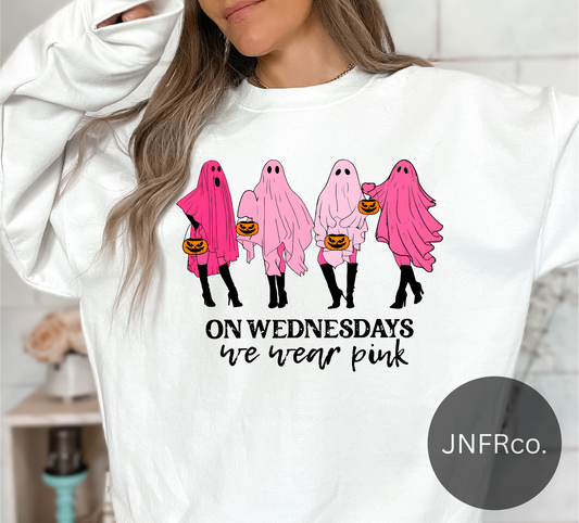 On Wednesdays We Wear Pink Ghost Crewneck Sweatshirt