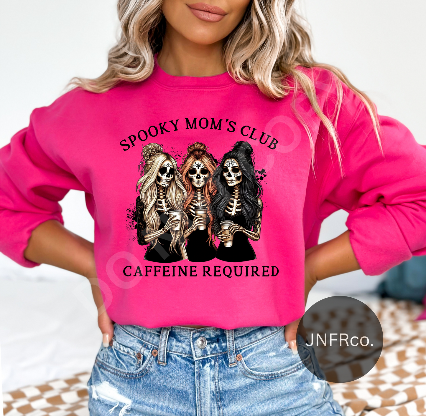 Spooky Moms Club Caffeine Required Crewneck Sweatshirt