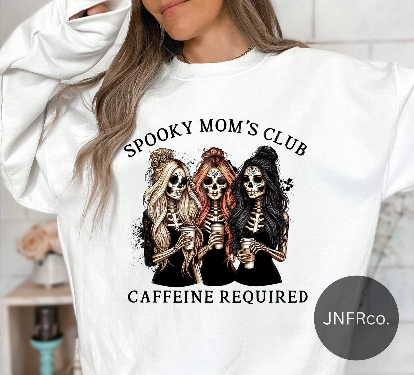Spooky Moms Club Caffeine Required Crewneck Sweatshirt