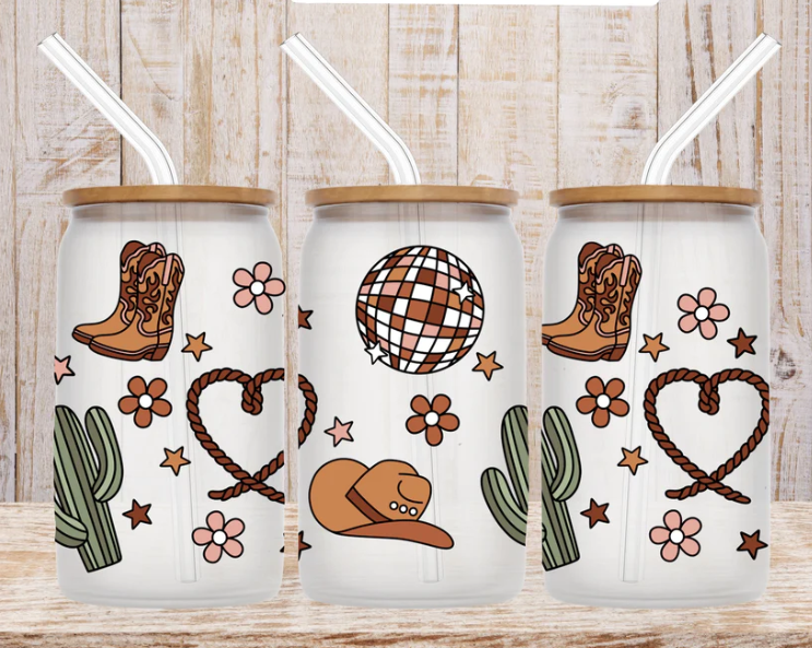 Cowgirl Things 16oz. Glass Can