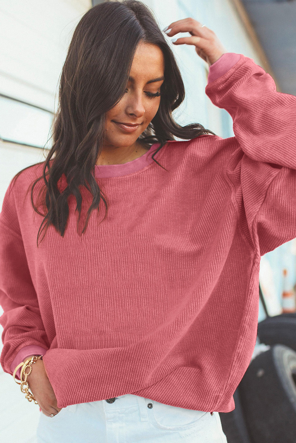Cozy Me Up Ribbed Oversized Sweatshirt