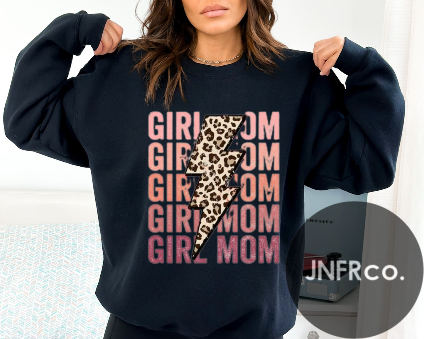Girl Mom Cheetah Bolt Crewneck Sweatshirt