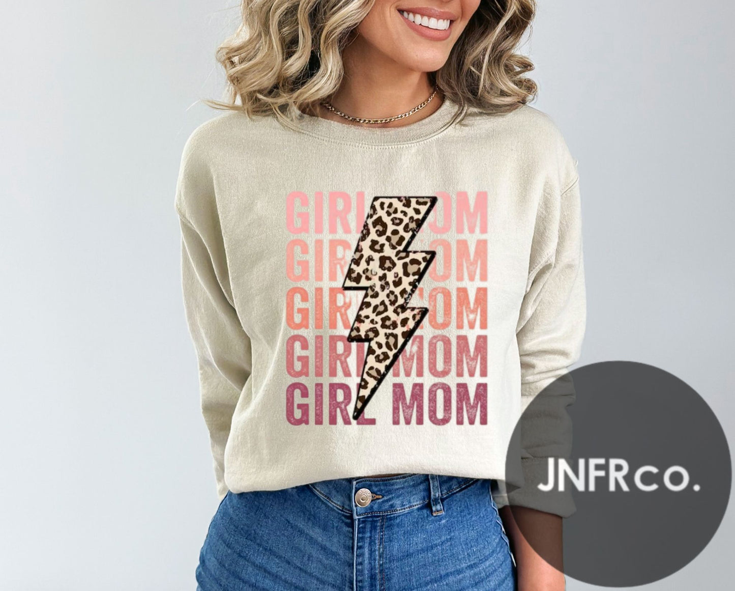 Girl Mom Cheetah Bolt Crewneck Sweatshirt