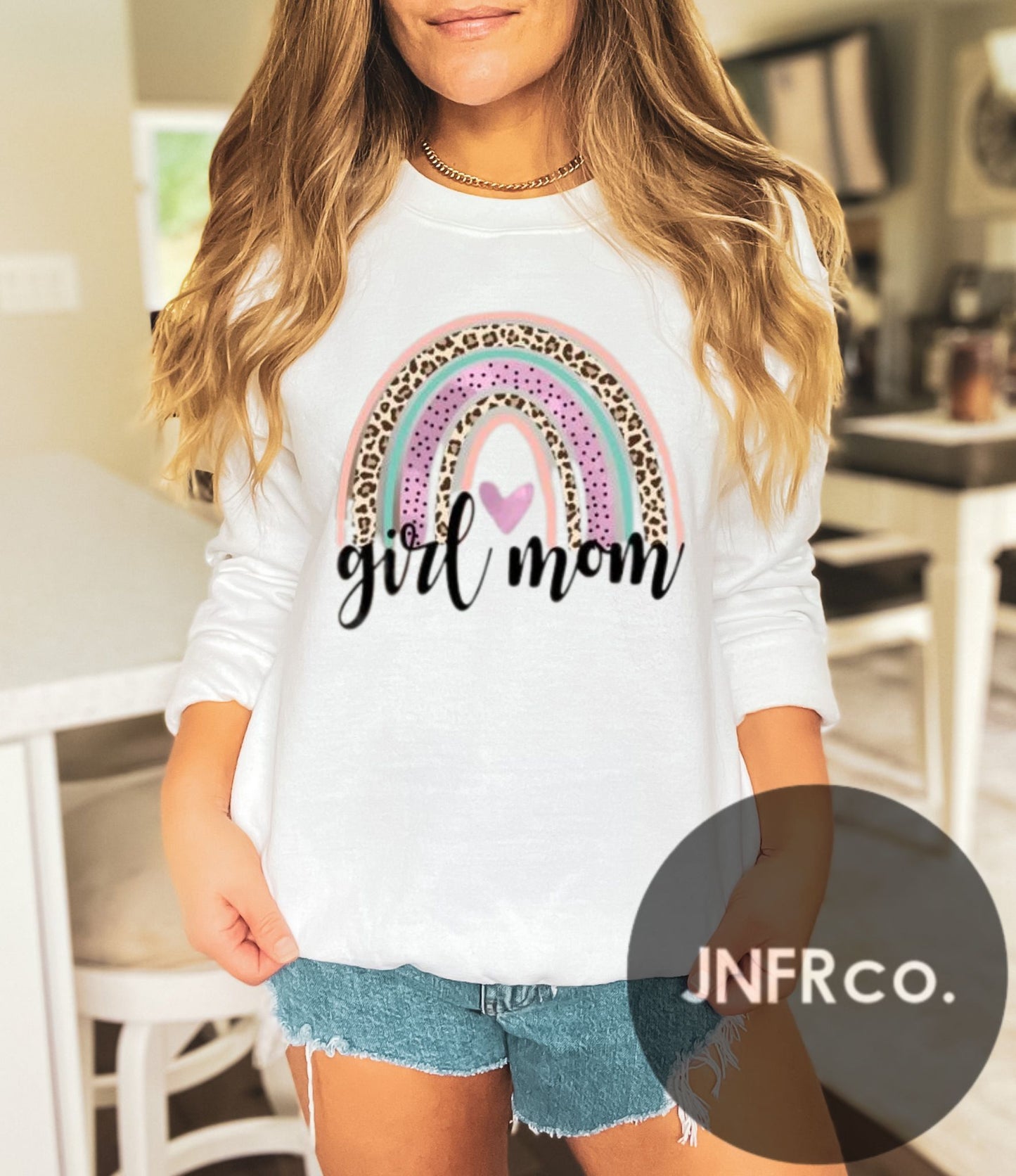 Girl Mom Rainbow Crewneck Sweatshirt