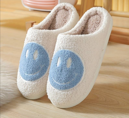 Blue Smiley Kawaii Slippers