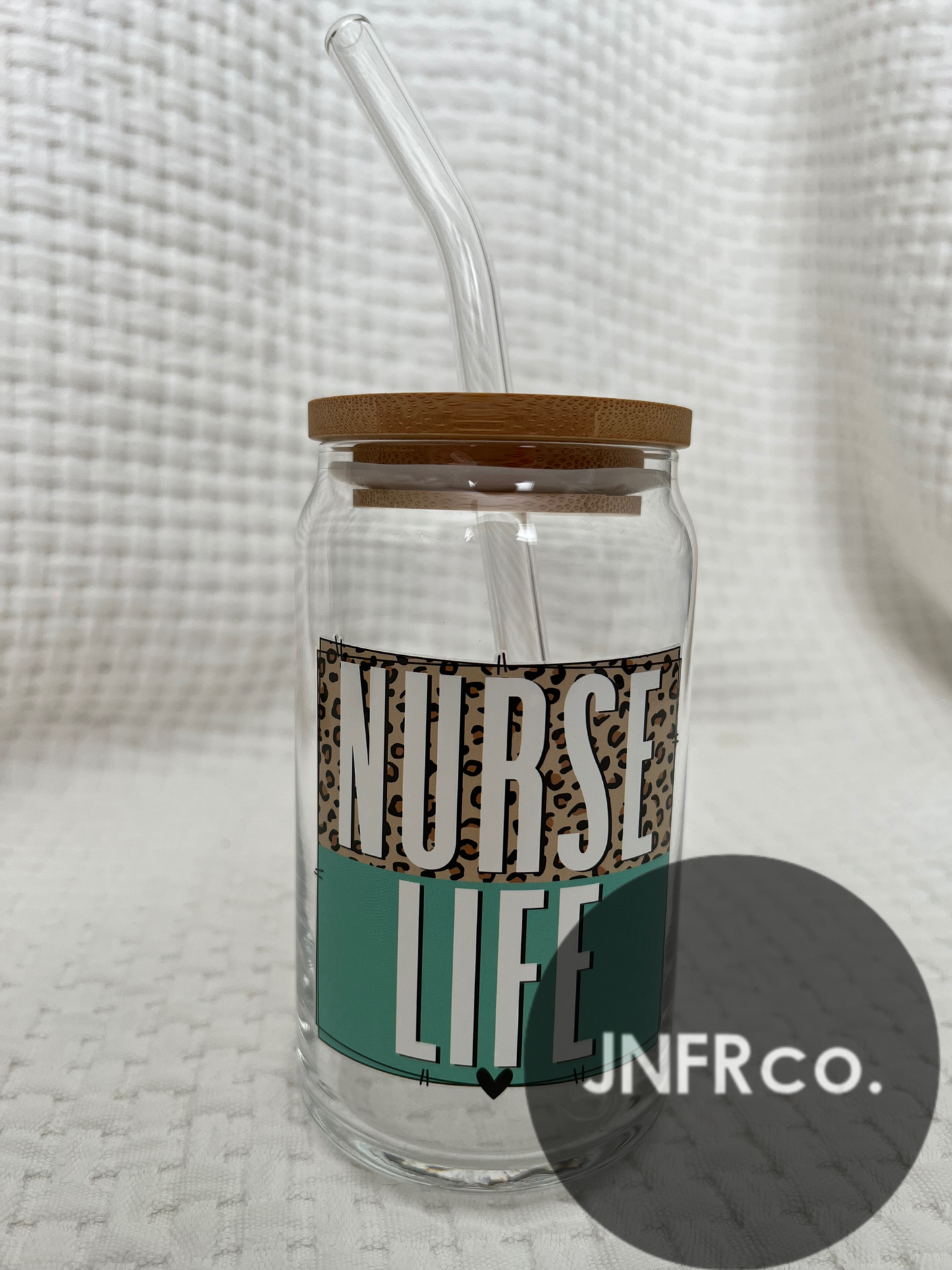 Nurse Life Cheetah 16oz. Glass Can