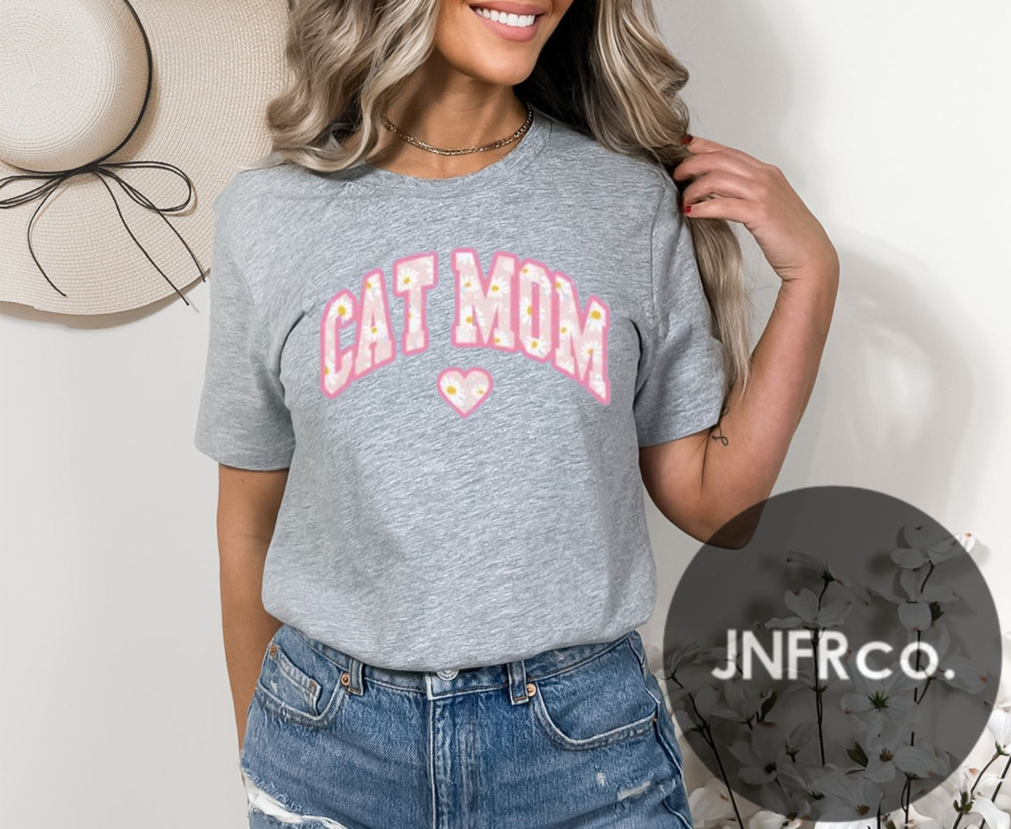 Cat Mom Pink Floral T-Shirt