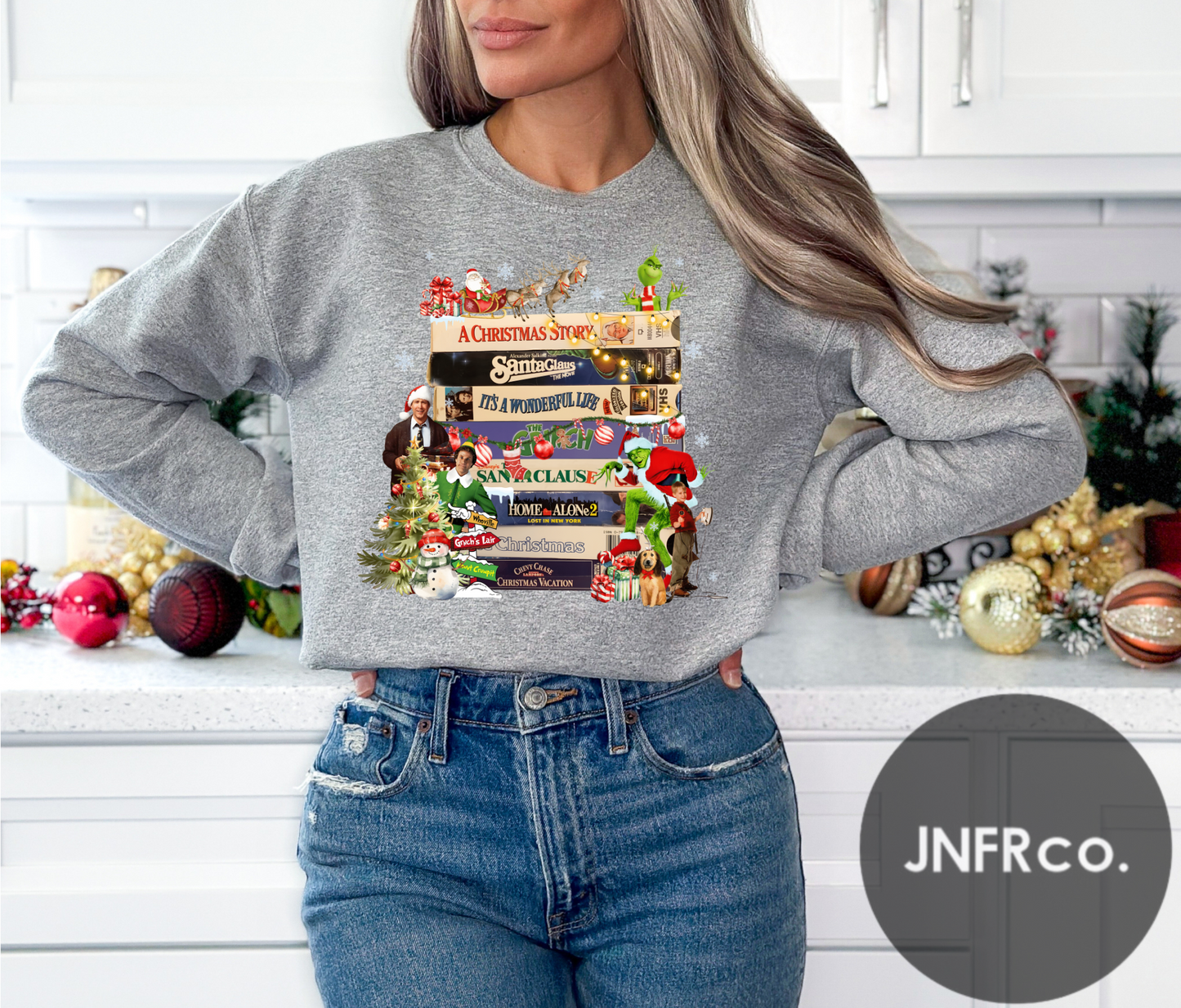 Christmas Movies Retro VHS Christmas Crewneck Fleece Sweatshirt