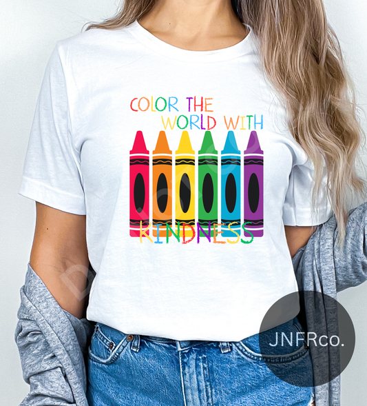 Color the World With Kindness Crayons - DTF Transfer
