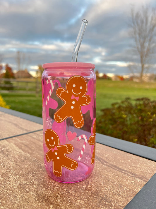 Pink Gingerbread 16oz. Glass Can