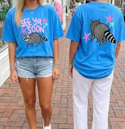 See Ya Soon Raccoon Front & Back T-Shirt