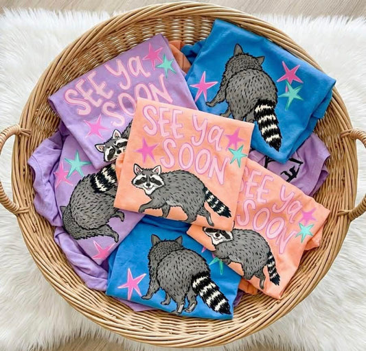 See Ya Later Raccoon Front & Back T-Shirt