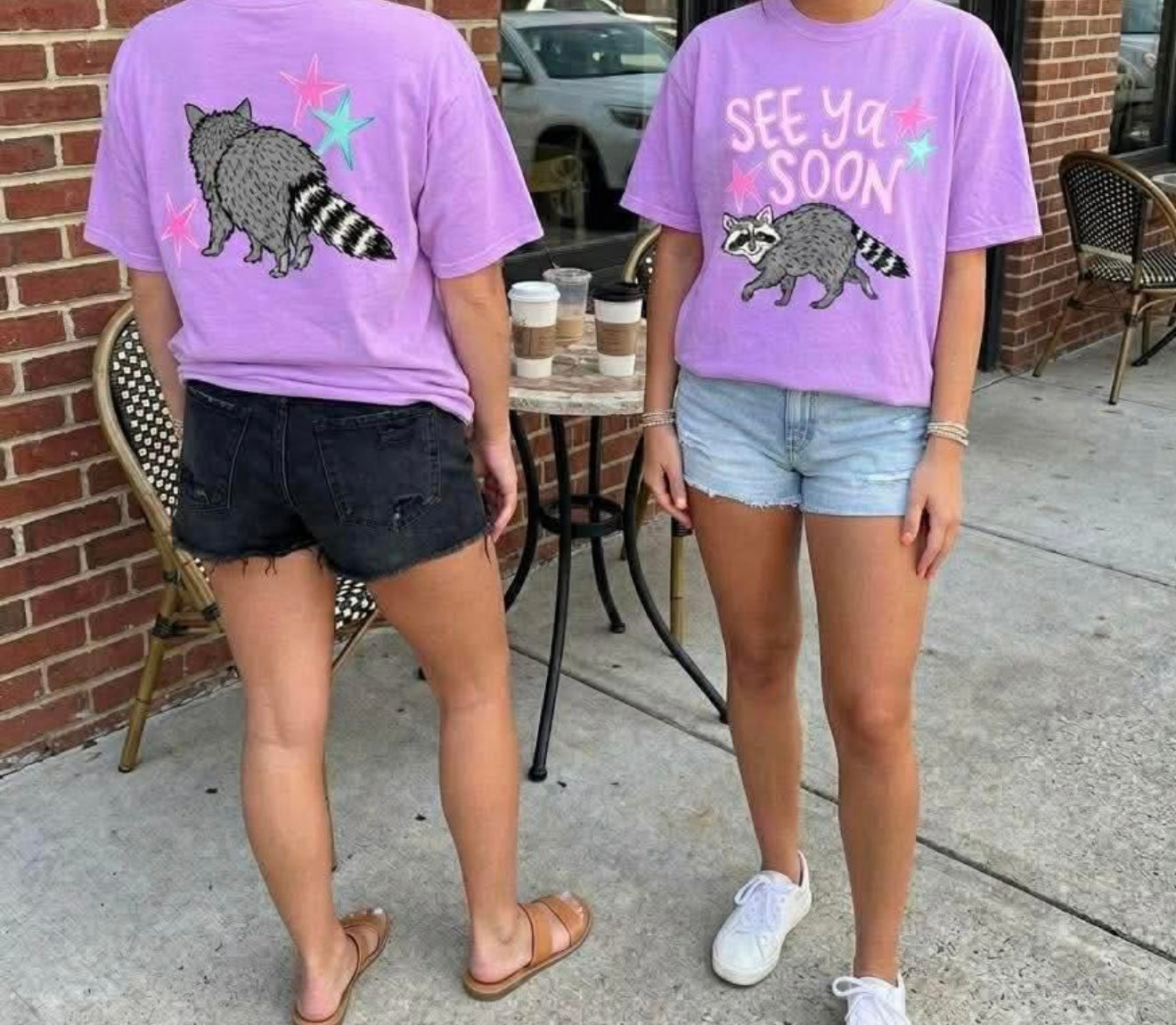 See Ya Soon Raccoon Front & Back T-Shirt