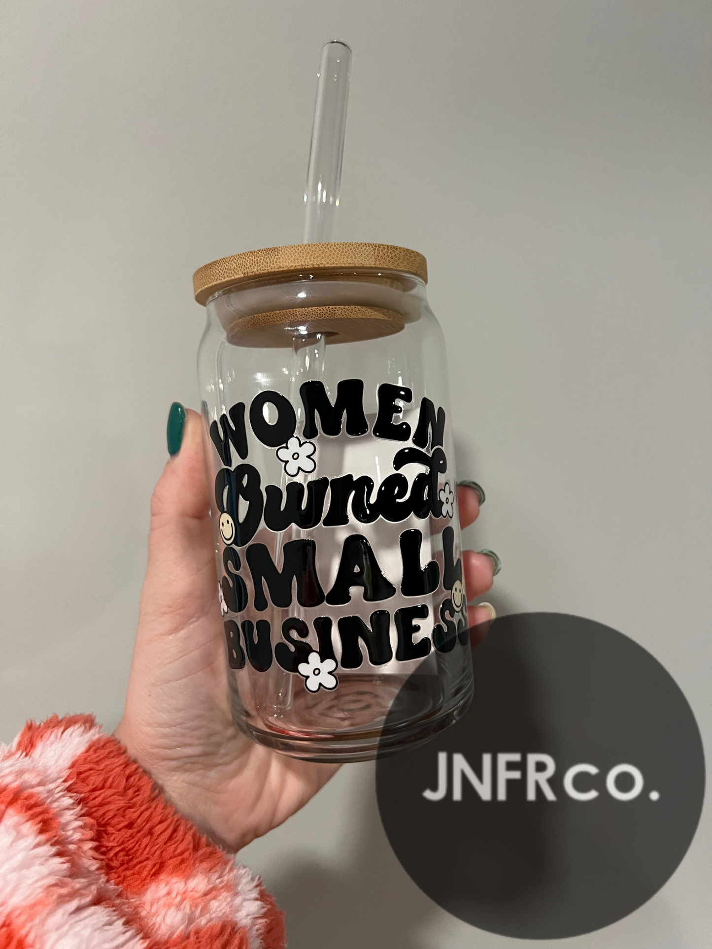 Women Owned Small Business 16oz. Glass Can