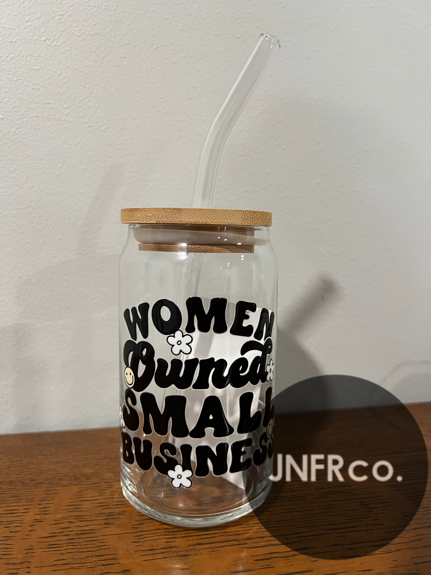 Women Owned Small Business 16oz. Glass Can