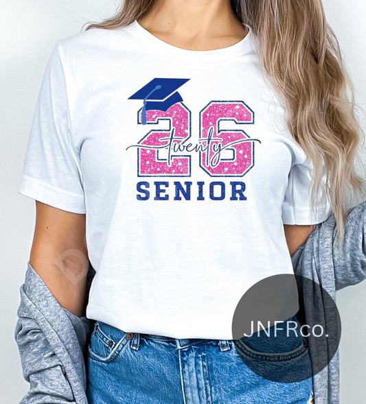 Pink Sparkle & Navy Senior 2026 - DTF Transfer