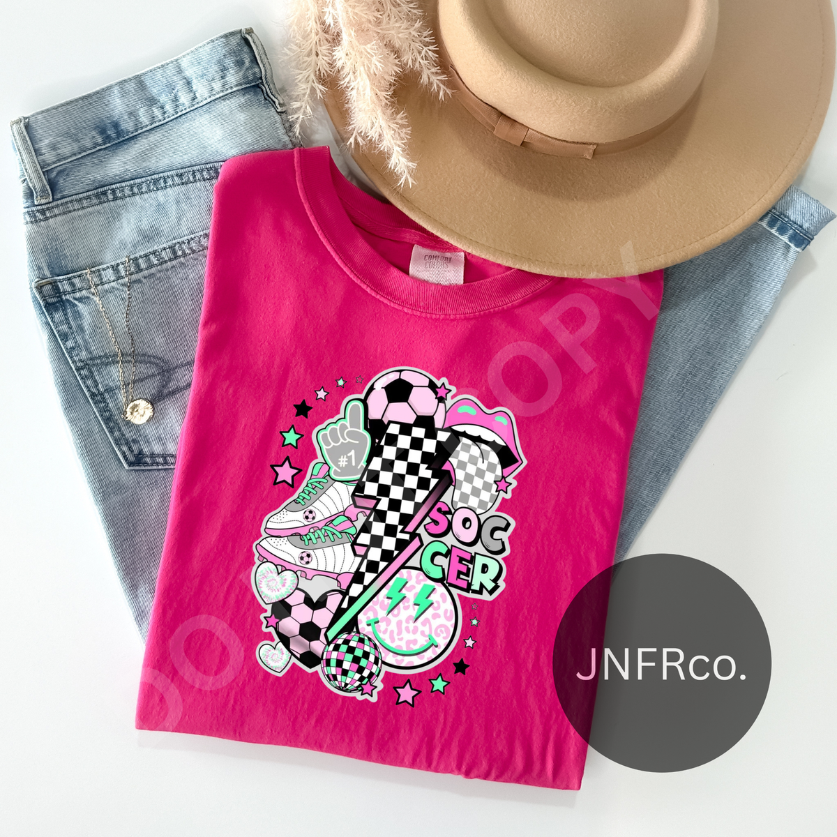Pink Retro Soccer Collage - DTF Transfer