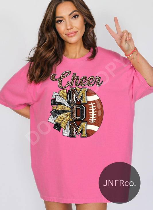 Cheer Mom Black & Gold Sparkle - DTF Transfer