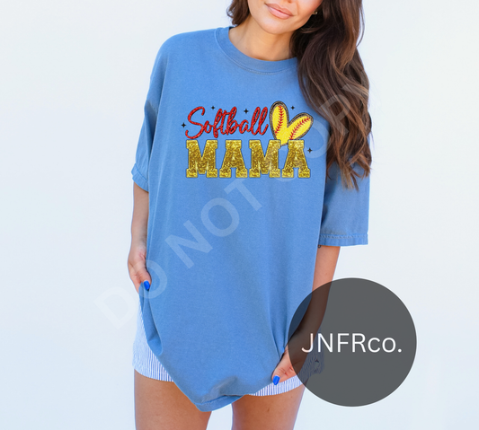 Softball Mama Gold Faux Glitter - DTF Transfer
