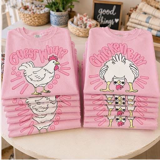 Guess What Chicken Butt Pink Lettering - DTF Transfer