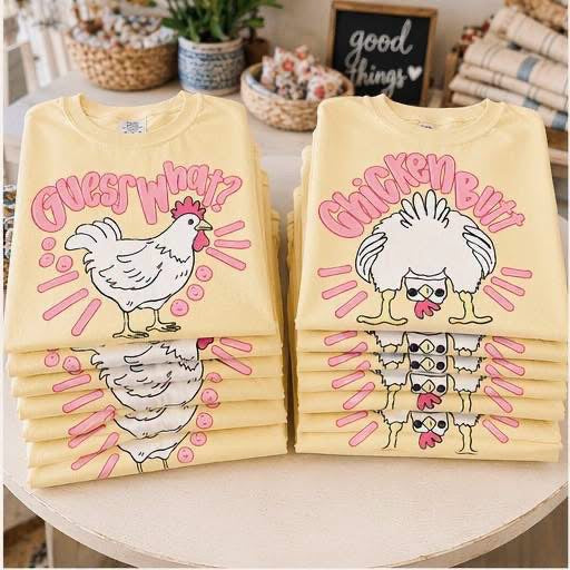 Guess What Chicken Butt Pink Lettering - DTF Transfer