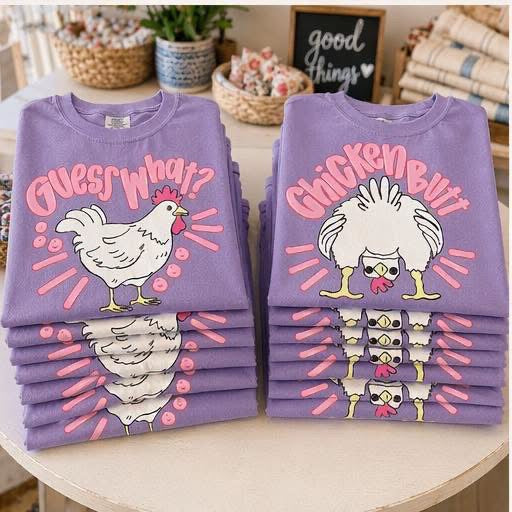 Guess What Chicken Butt Pink Lettering - DTF Transfer