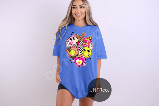 Softball Bright Retro Collage - DTF Transfer