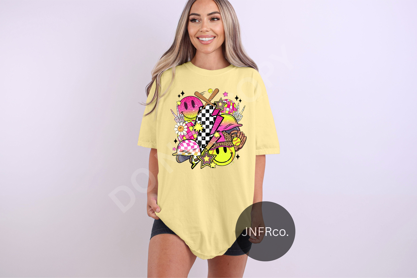 Softball Checkered Bolt Collage - DTF Transfer