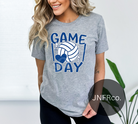 Volleyball Game Day Royal Blue Faux Glitter - DTF Transfer