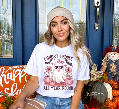 I Ghost People All Year Round Pink Bubblegum Ghost T-Shirt