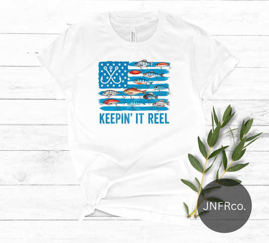 Keepin it Reel Blue Flag - DTF Transfer