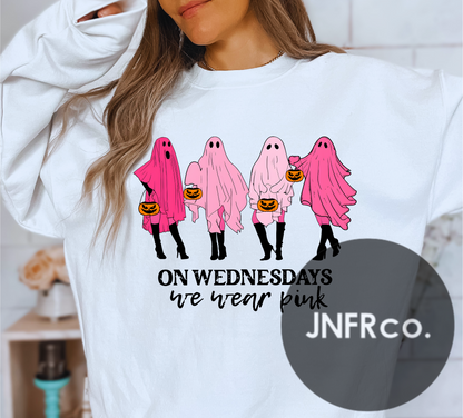 On Wednesdays We Wear Pink Ghost Crewneck Sweatshirt