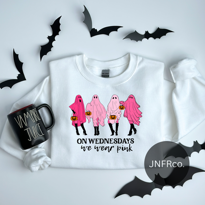 On Wednesdays We Wear Pink Ghost Crewneck Sweatshirt