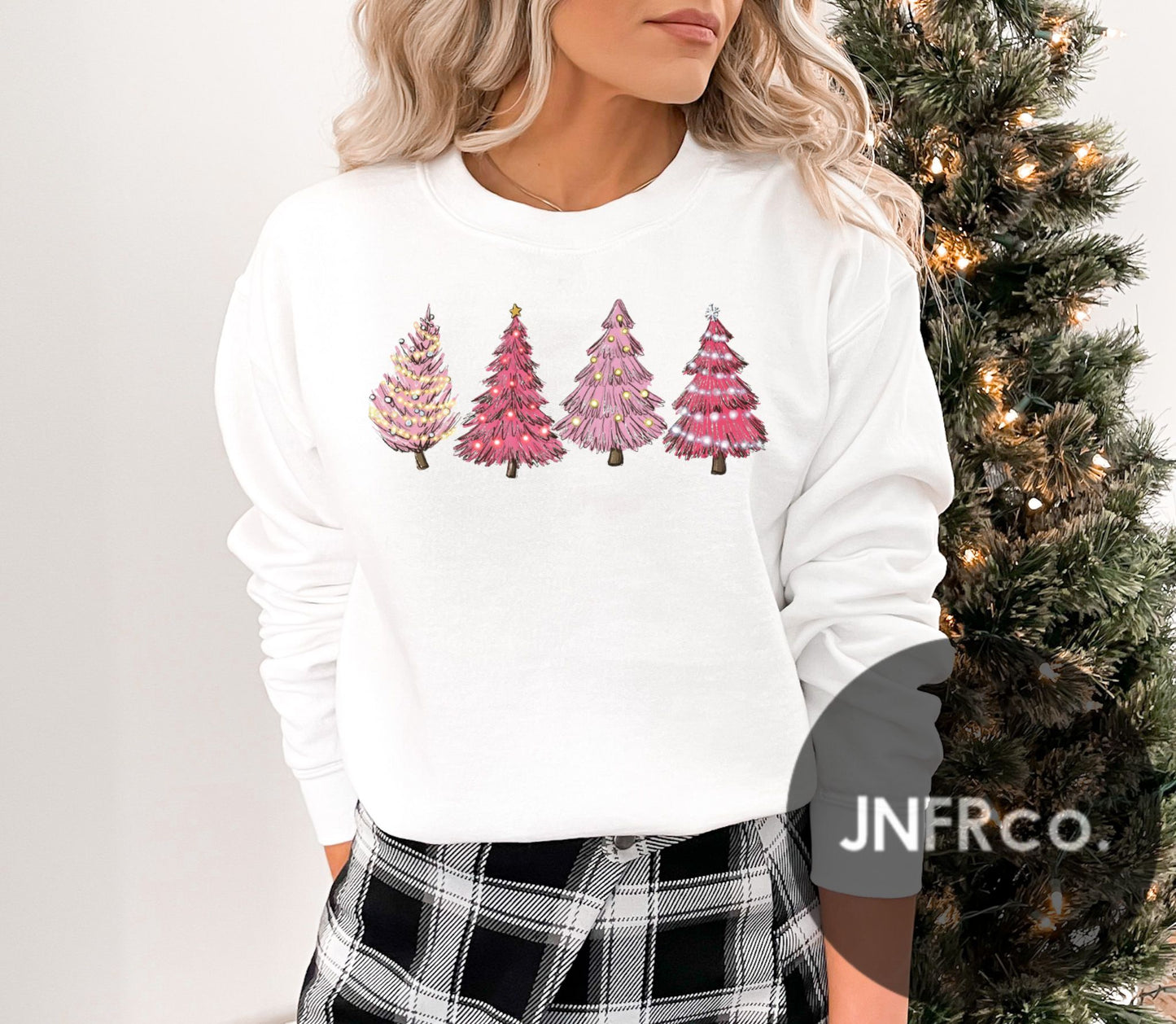 Pink Christmas Tree Crewneck Sweatshirt