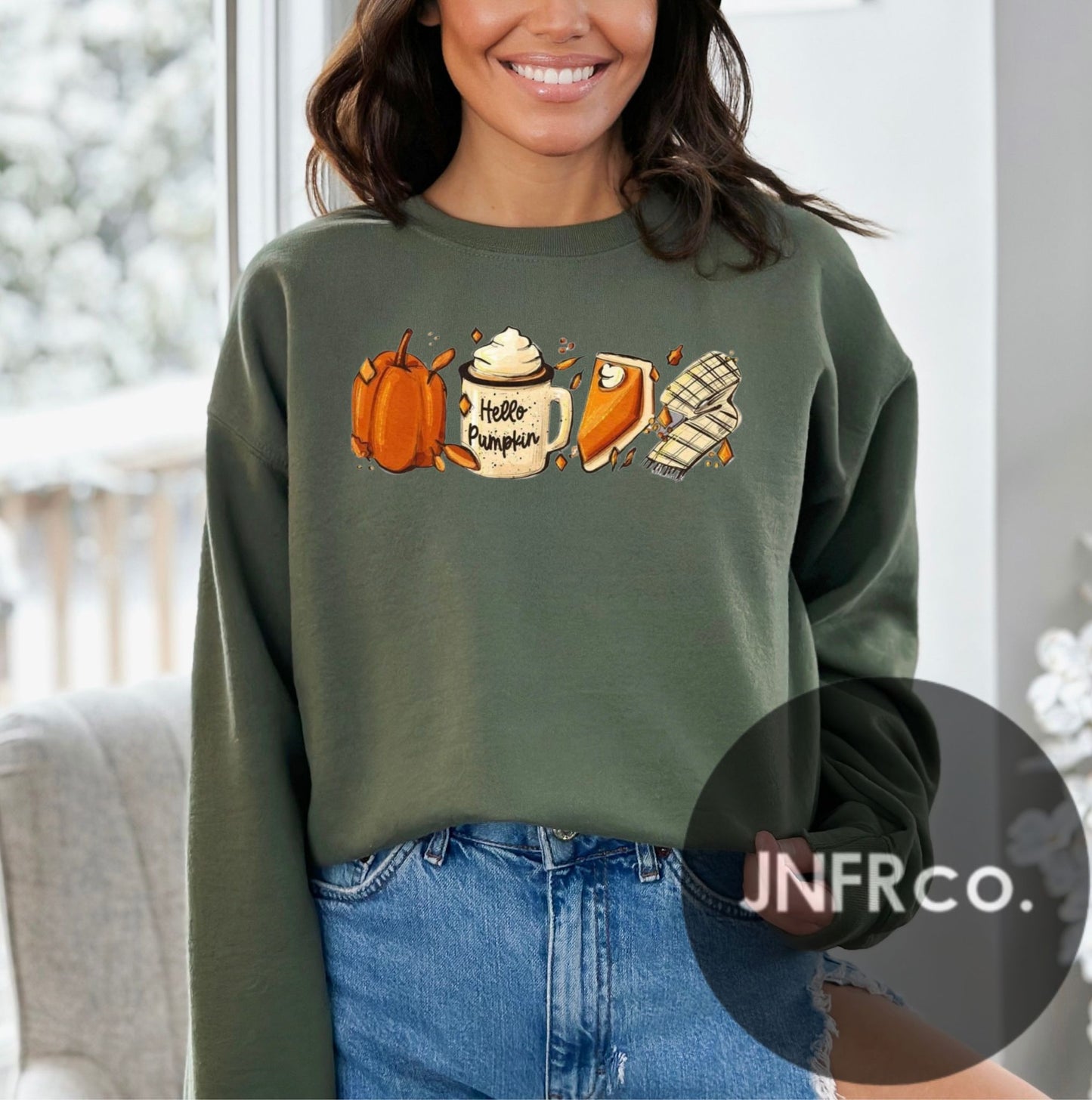 Pumpkin Coffee Pie Scarf Crewneck Sweatshirt