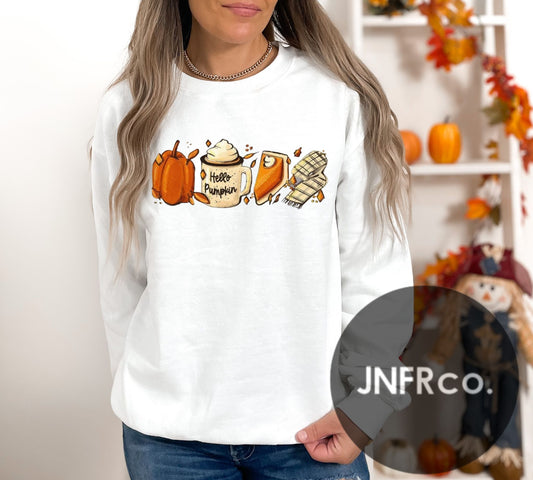 Pumpkin Coffee Pie Scarf Crewneck Sweatshirt