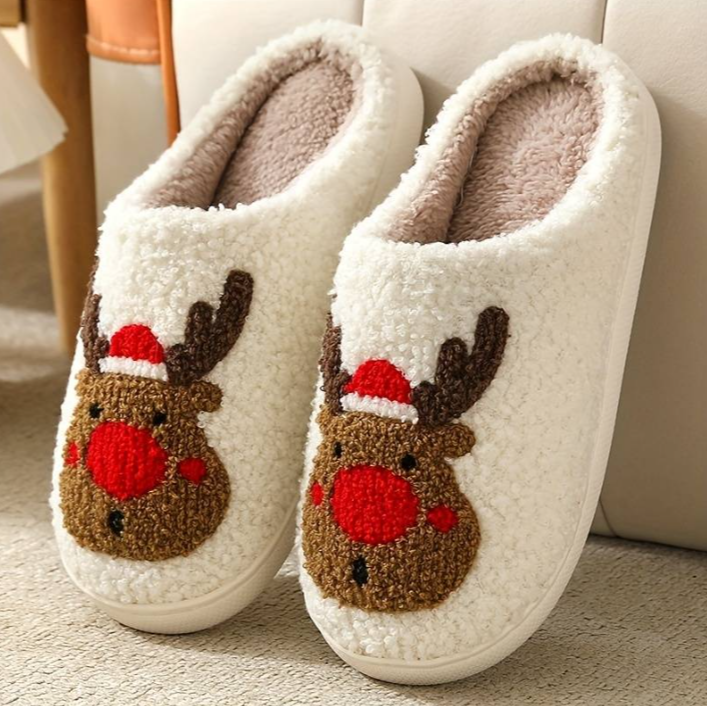 Christmas Reindeer Red Slippers