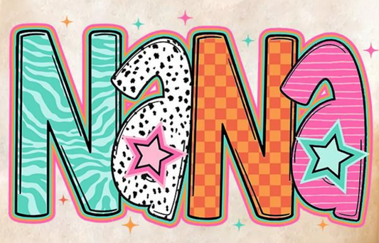 Colorful Nana Zebra Dot Checkered Stripe - DTF Transfer