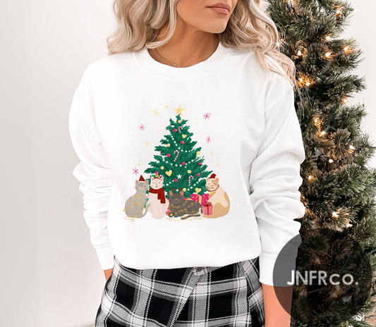 Smiling Christmas Cats Crewneck Sweatshirt