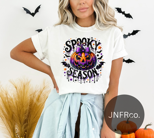 Spooky Season Pumpkin & Bats - DTF Transfer