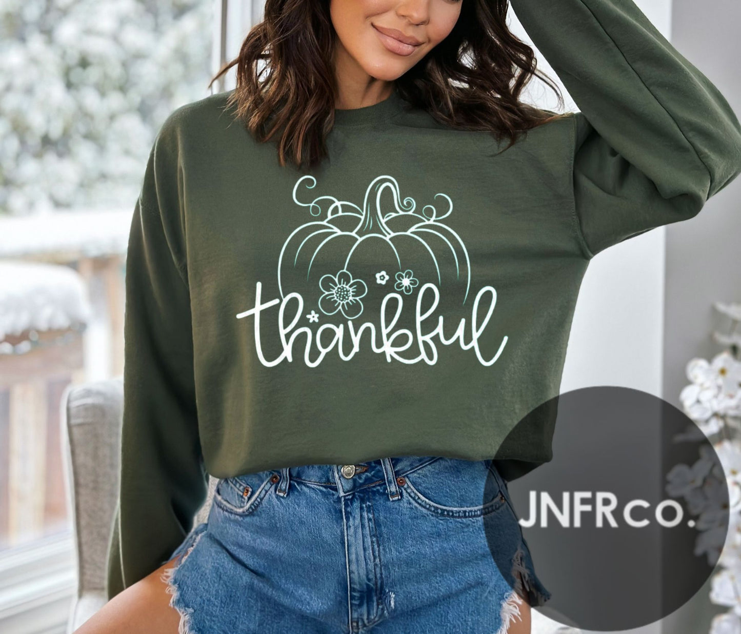 Thankful White Pumpkin Crewneck Sweatshirt